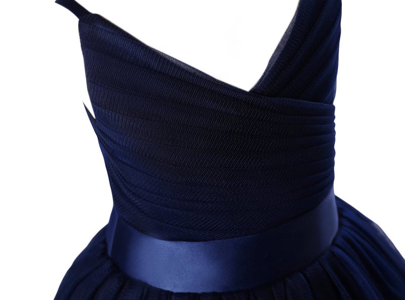 Glamulice Navy Blue Flower Girl Lace Bridesmaid Dress Long A Line Wedding Pageant Dresses Tulle Spaghetti Strap Party Gown Princess Kids Birthday Maxi Prom Ballgown 8 Girls Holiday Gown Christmas Gala - Image 4